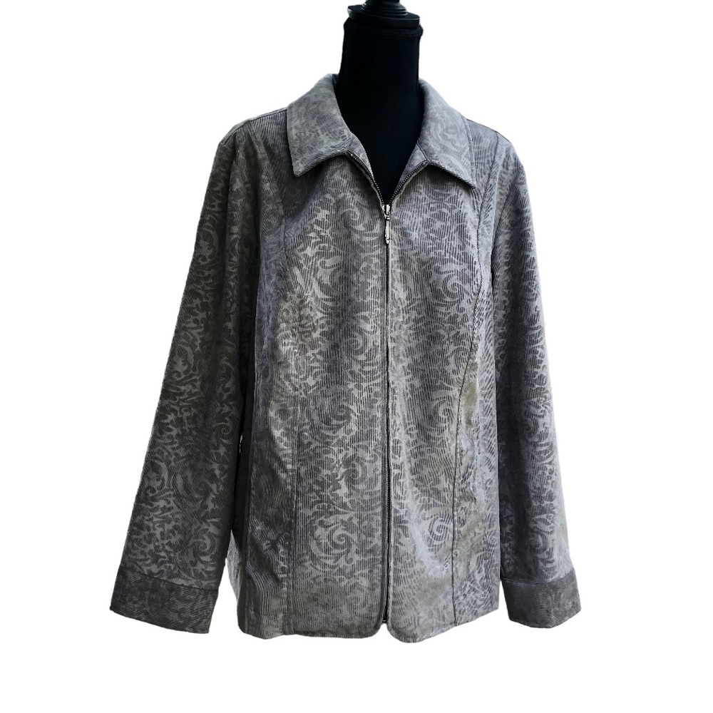 Christopher & Banks Gray Corduroy Lightweight Jacket Plus Size 1X
